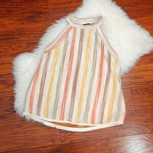Anthropologie Neutral Striped Halter Tank Top